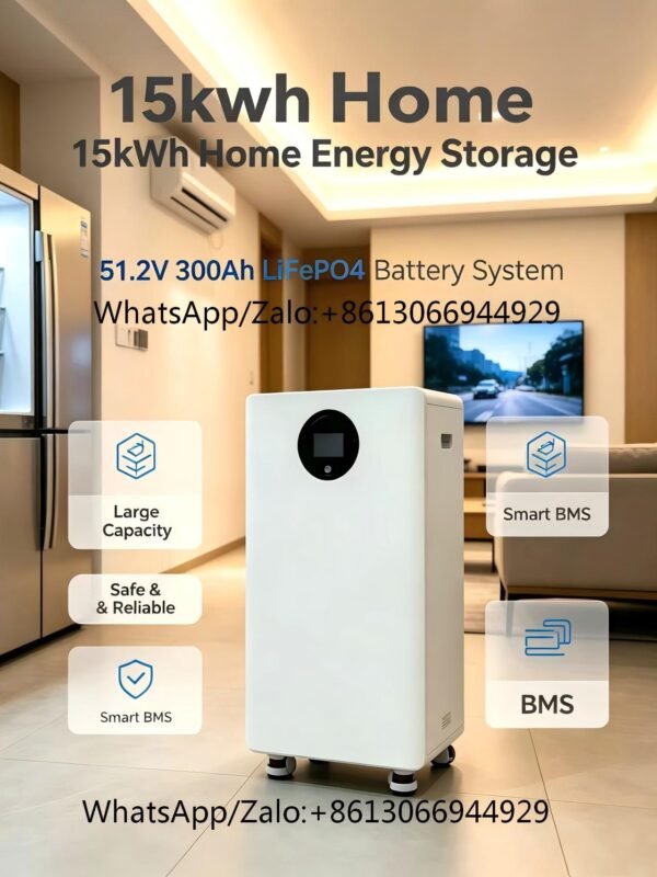 15.3kWh Wheeled Floor‑Standing Home Energy Storage Battery 51.2V 300Ah Solar Backup Power